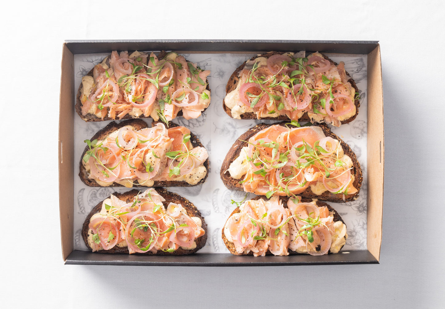 BK Smoked salmon on rye open sandwich