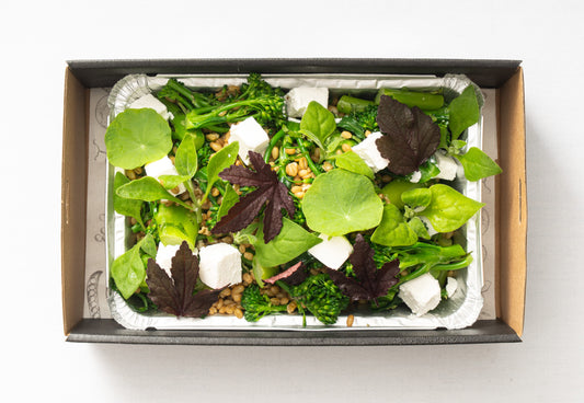 Broccolini, farro, fetta & almond