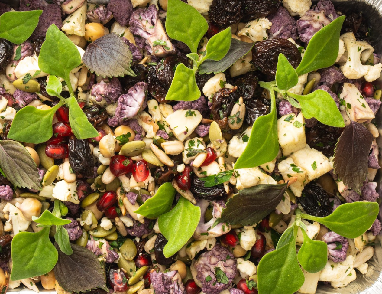 Cauliflower, pomegranate, raisin & cumin