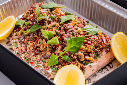 BK Salmon (cold-smoked), walnut tarator & yogurt tahini