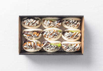 Karaage chicken, green oak lettuce & teriyaki sauce bao