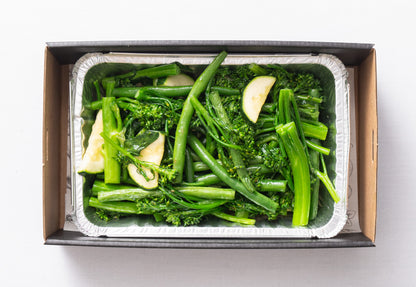 Steamed greens, lemon olive oil & oregano