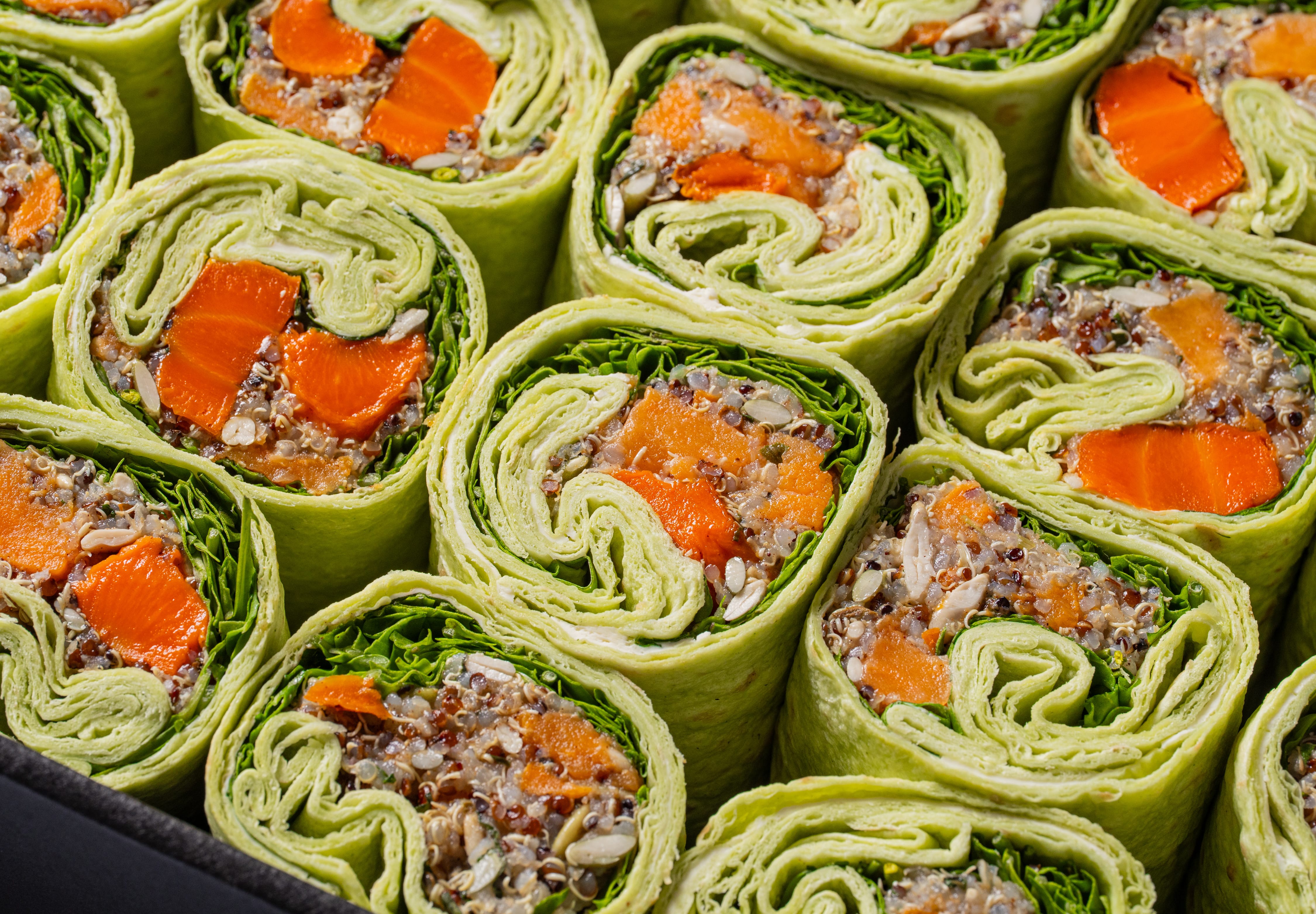 Sweet potato, quinoa & rocket wrap – Catering by Simon Sandall