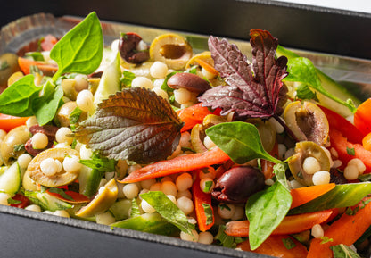 Tomato, cucumber, pearl couscous & Kalamata olives